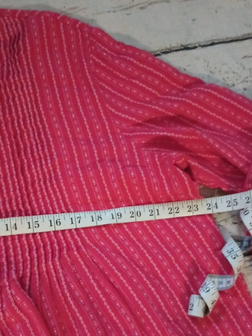 L.L. Bean Red White Dobby Pintuck Cottagecore Flannel Nightgown L - Picture 4 of 7